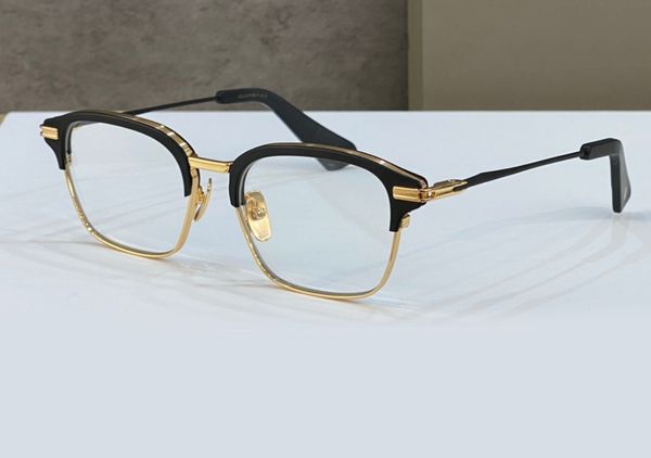 

black iron yellow gold eyeglasses frame clear lens men glasses full rim optical frame with box