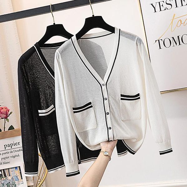 

oversized sweater cardigan collar women shirt korean fashion knitted long sleeve thin woman brown cropped cashmere women's knits & tee, White