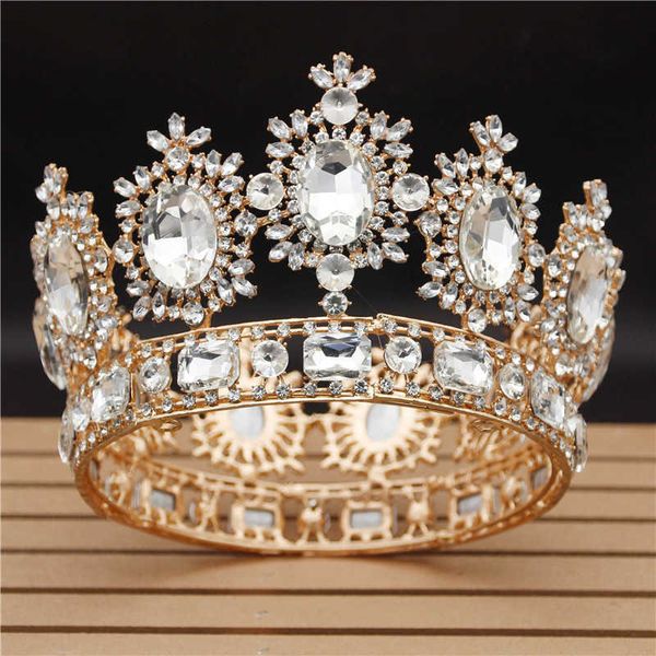 Corona da sposa vintage Grandi diademi e corone di cristallo per copricapo da sposa della regina Accessori per gioielli per capelli da spettacolo X0625