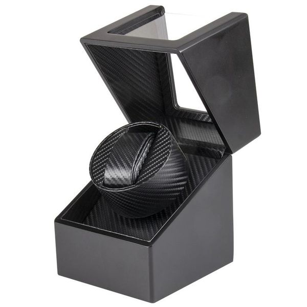 

watch boxes & cases automatic single paint winder board wood winding jewelry storage box case holder motor shaker mover, Black;blue