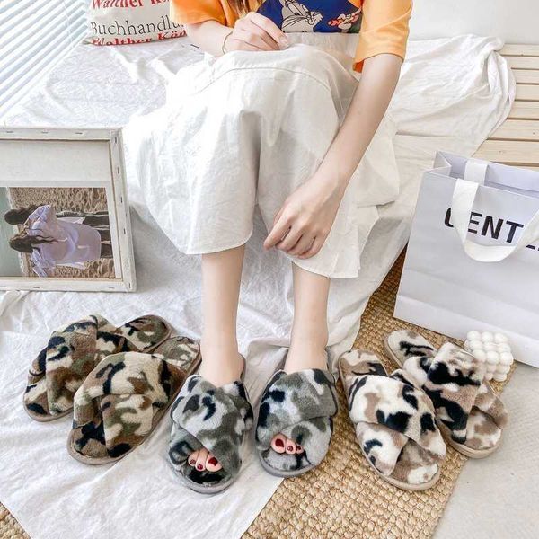 

autumn and winter 2021 new plush slippers for women, Black