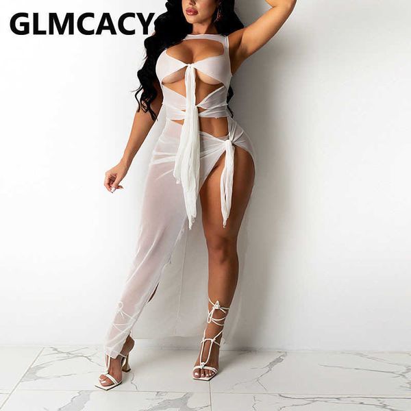 

sexu summer mesh dress see through slit maxi dresses 210702, Black;gray