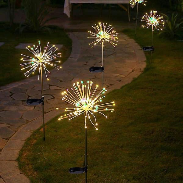 

lawn lamps dandelion fireworks solar light 150 led flash copper string lamp outdoor garden landscape christmas decoration