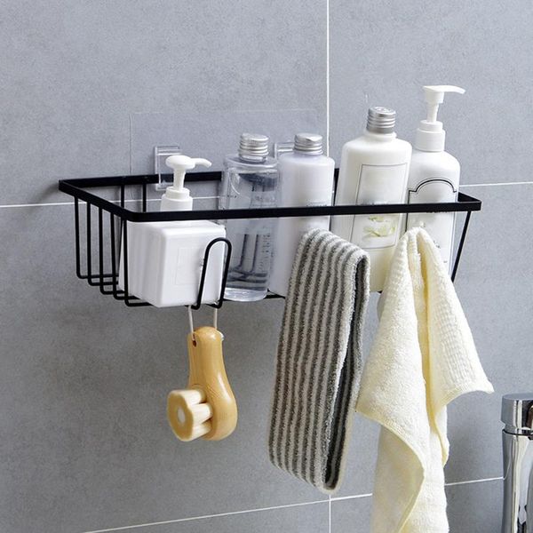 

bathroom storage & organization useful iron rack shampoo towel holders kitchen home shelf no drill wall hanging box