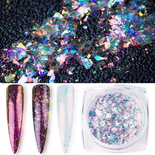

chameleon holographic nail flakes 0.2g laser powder flakies sequins paillette manicure art decorations1, Silver;gold
