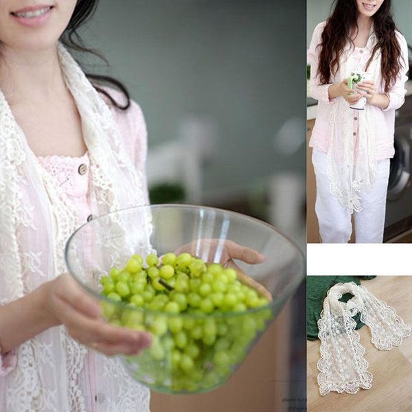 

scarves fashion women's lace scarf pure color chic elegant, Blue;gray