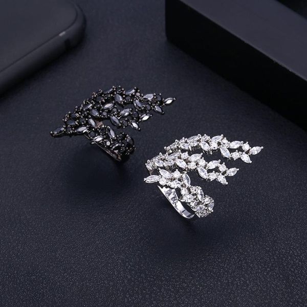 

wedding rings jankelly luxury olive leaf twist statement for women crystal zircon dubai bridal finger jewelry addiction, Slivery;golden