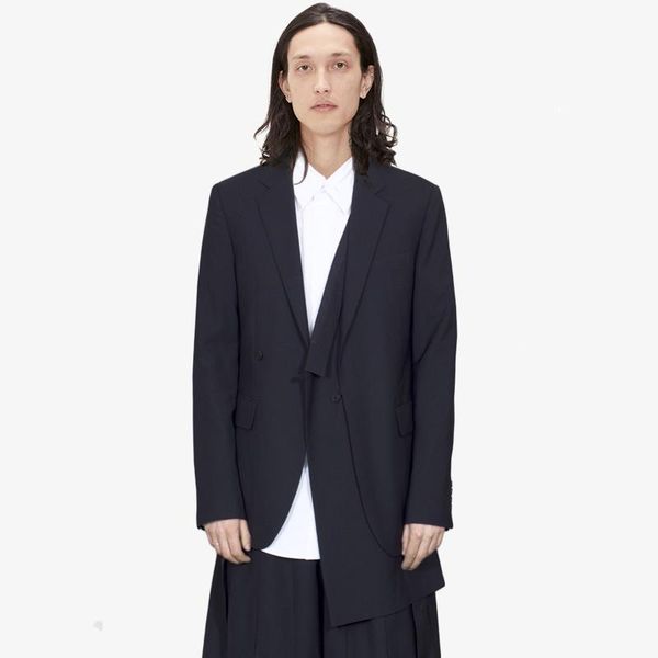 

men's suits & blazers deconstructed black suit male multi-layer asymmetrical simple loose japanese original designer jacket, White;black