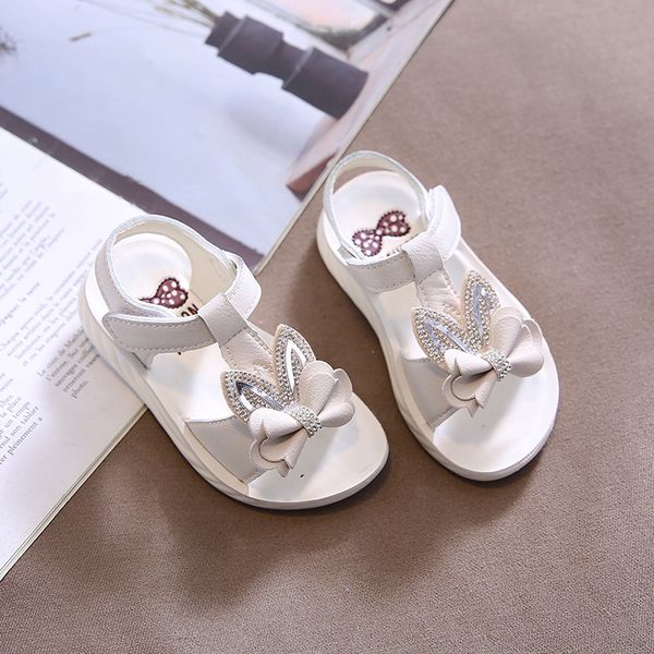 

2021 summer sandals baby girl rhinestone bow roman shoes fashion flat beach shoes soft bottom non-slip shoes, Black;red
