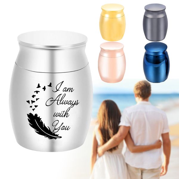 

keepsake cremation jar seagull cremation urn pendant funeral mini feather ashes container to commemorate humans or pets-i am always with you, Silver