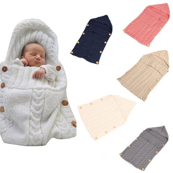 

born baby cute knitted crochet hooded envelopes warm sleeping bags autumn kids swaddle wrap swaddling blanket slaapzak pad