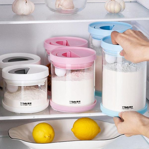 

storage bottles & jars 500/900/1200ml milk powder can tank jar kitchen glass sealed airtight food keep fresh rice flour grain box with spoon
