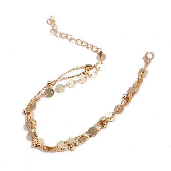 

anklets european and american fashion footwear personality simple retro round sequins beach anklet female, Red;blue