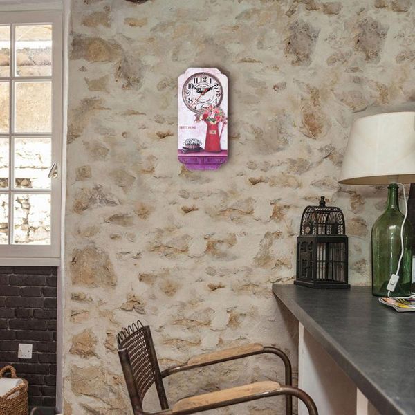 

wall clocks wooden square clock casual country style home living room creative decorative household bedroom hanging bar deco