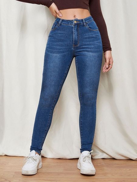 

slant pocket skinny jeans 01rk#, Blue