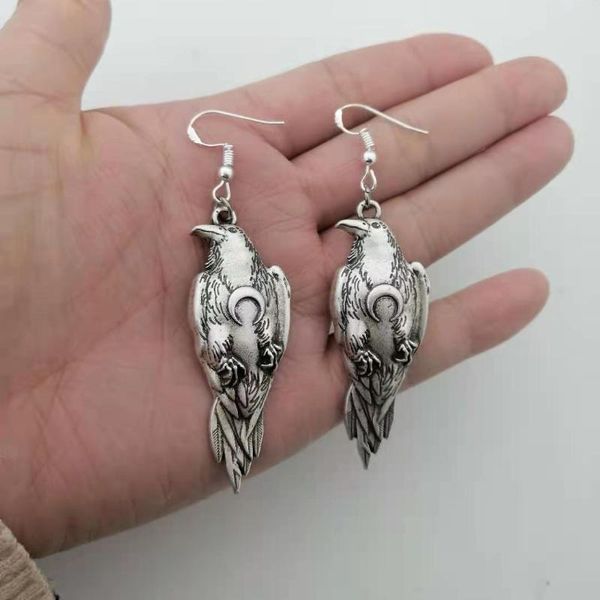 

crow bird earrings earring punk raven gothic vintage fashion sanlan moon jewelry dangle & chandelier, Silver