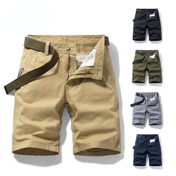 

men's shorts 2021 spring summer 100% cotton cargo fashion blue green embroidery solid denim casual business social, White;black