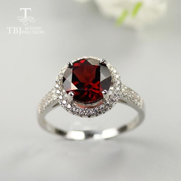 

cluster rings round 9mm 3ct natural mozambique garnet ring real gemstones 925 sterling silver fine jewelry for women nice gift, Golden;silver