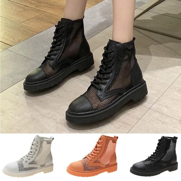 

boots fashion women mesh lace-up solid color short boot round toe shoes ankle pu 3 female winter autumn, Black