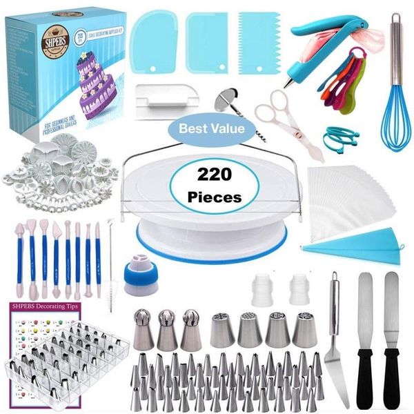 

baking & pastry tools 220pcs set pocket a sleeve professional russian nozzles spherical nozzle 101 bag , etc kitchen accessories