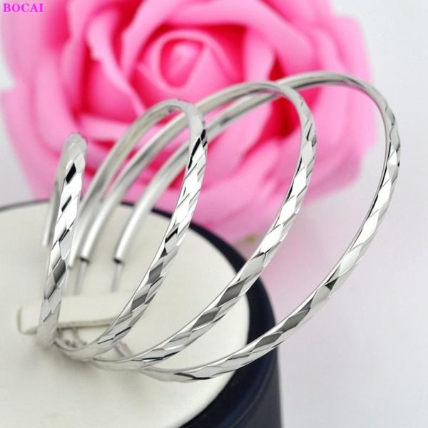 

real s925 sterling silver earrings for women thai platinum charm earbobs 2021personality simple fashion ear jewelry hoop & huggie, Golden;silver