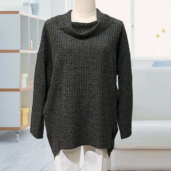 

women's sweaters lanmrem 2021 autumn casual fashion temperament women loose plus long sleeve high collar split hem sweater tc411, White;black