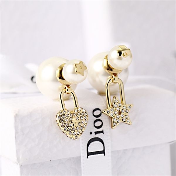 

87% off wholesale shop family pearl earrings female heart-shaped star diamond red versatile, Golden