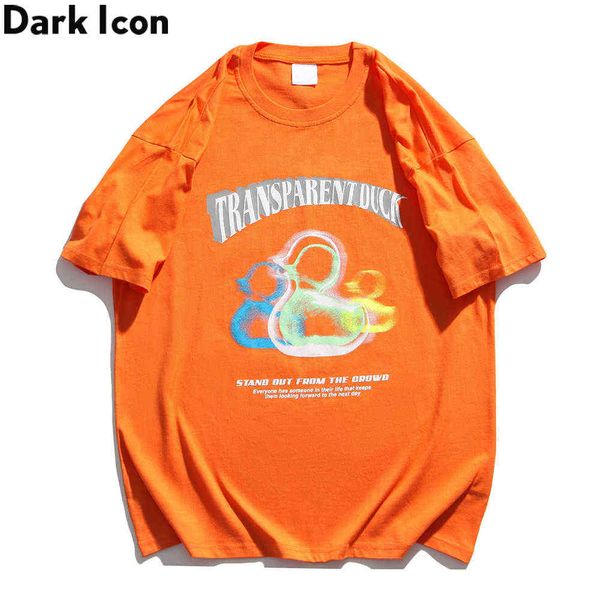 

print cotton t-shirt men women summer o-neck men's tshirts streetwear clothes black orange 210603, White;black