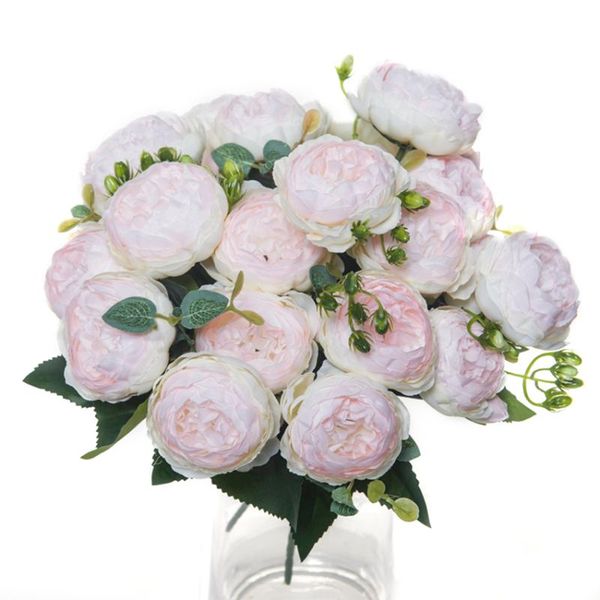 

artificial flowers silk peonies roses bouquet vase for home decor christmas wedding decorative bridal fake plants & wreaths