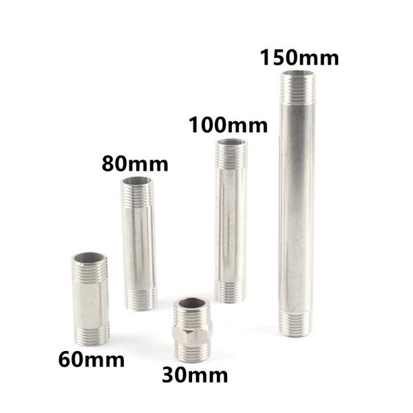 

30/60/80/100/150mm 304 stainless steel g1/2'' male thread equal extension tube pipe fitting faucet kitchen straight connector wate