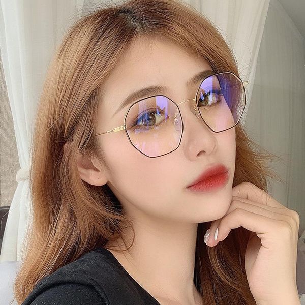 

fashion sunglasses frames kinlion classic metal polygon women glasses frame irregular blue light for men retro vintage eyewear gafas, Black