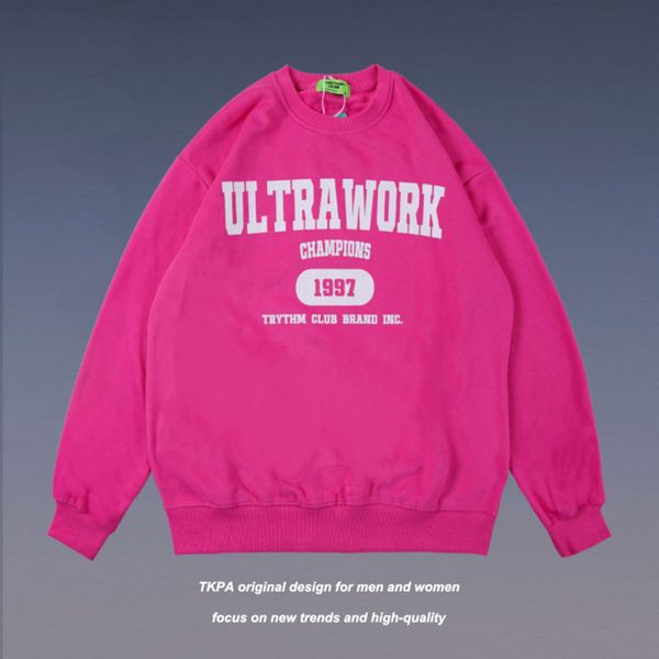 

tkpa autumn winter new american printed round neck pullover men's fashion br loose and versatile bf top, Black