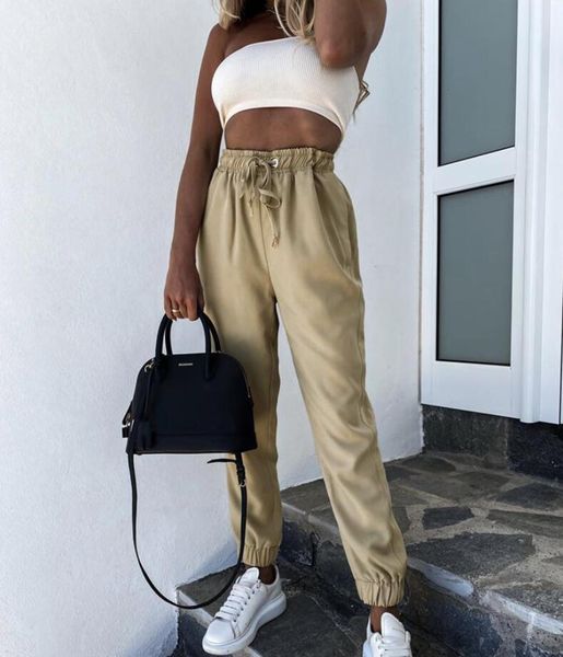 

women jogger pants white sweatpants casual high waist for 8 color black loose gym workout trousers 2021 women's & capris, Black;white