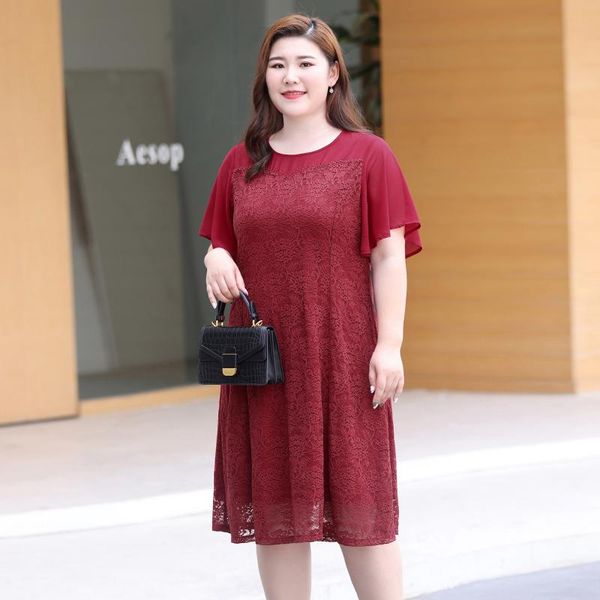 

plus size dresses women solid color o-neck short sleeve a-line female loose casual dress robe, Black