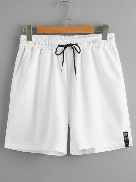 

men letter graphic drawstring waist shorts 17fu#, Black