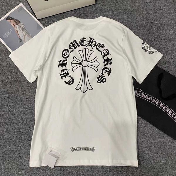 

right 21ss sleeve crosin short sanskrit cross print couple t-shirt, White;black