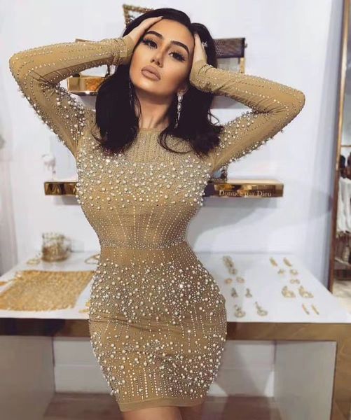 

dresses women bodycon winter long sleeve beading mesh khaki designer elegant evening party club es woman vestido, Black;gray