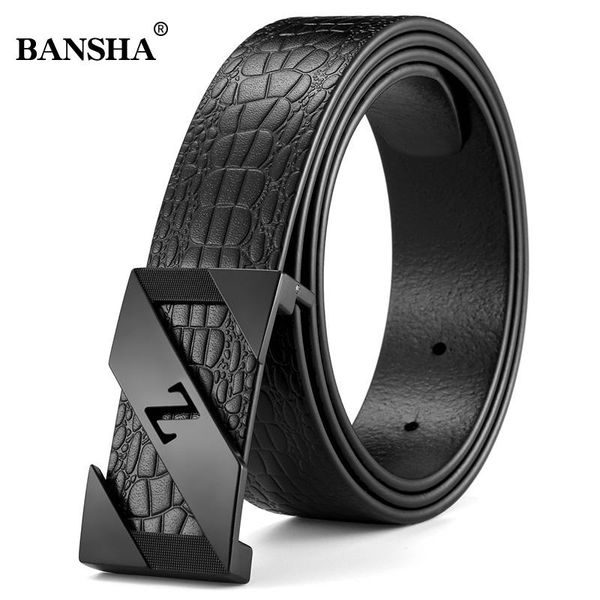 

belts mens belt genuine leather strap smooth buckle for men original natural cowskin casual business waistband accessories, Black;brown