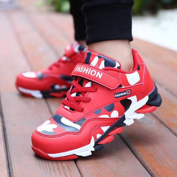 

sneakers hobobear children's blue autumn boys leather waterproof breathable primary secondary school students running, Black;red