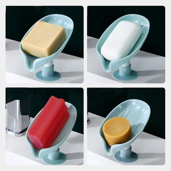 

soap dishes self draining holder leaf shape box shower bathroom kitchen tray