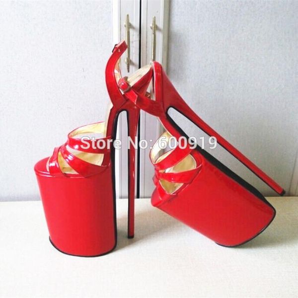 

30cm heel height pu round toe stiletto sandals (more colors) no.p3005, Black