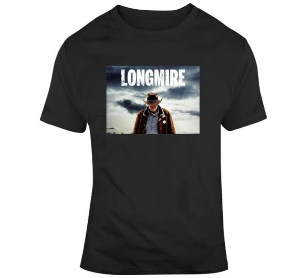 

longmire cowboy sheriff tv netflix fan t shirt, White;black