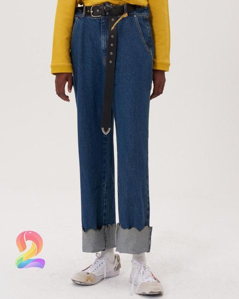

men's jeans ader error women's high-quality irregular cut pants oversize adererror all-match loose-fitting denim trousers, Blue