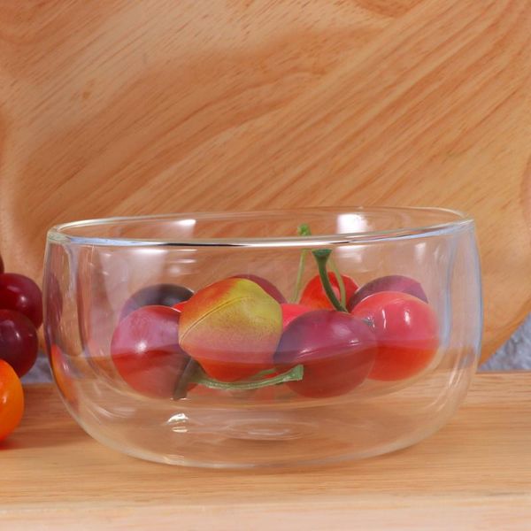 

salad bowl double layers heat resistant glass transparent dessert for serving fruit vegetable breakfast bowls