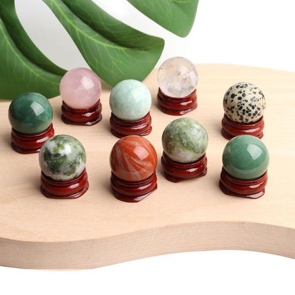 

decorative objects & figurines 1pc 25mm natural crystal ball mini sphere healing rose quartz mineral pedestal reiki charm chakra collection