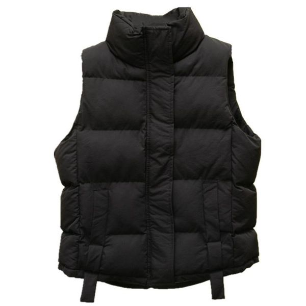 

women's vests lugentolo women vest autumn korean fashion winter warm zipper solid color casual sleeveless stand-up collar womens, Black;white