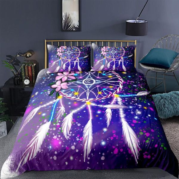 

purple dreamcatcher bedding set fantasy fashion 3d print comforter luxury  king single duvet cover home textile modern sets