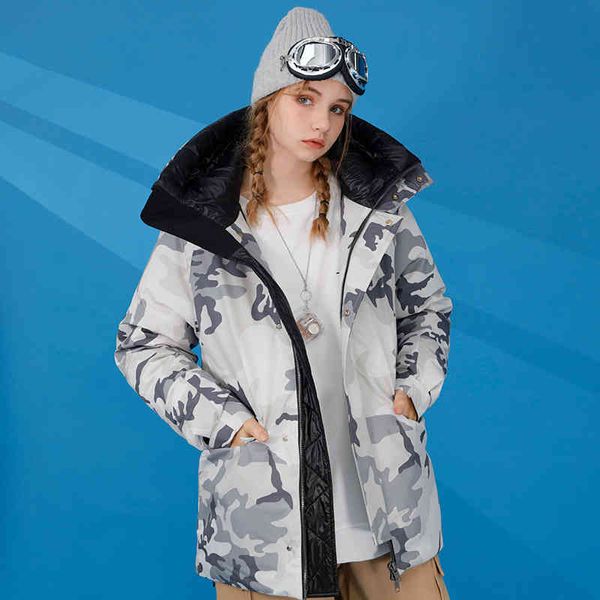 

women down et men white duck russia winter hip hop female parkas coat boy girl harajuku camouflage hooded outwears young, Black;white