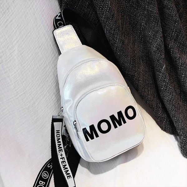 

1pc stylish women waist bag pu momo printed solid color chest for outdoor sport