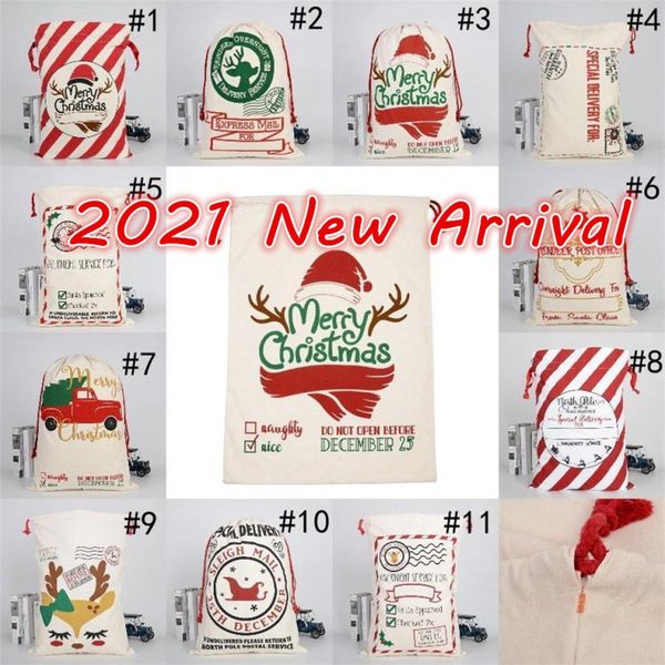

new 2021 christmas santa sacks canvas cotton bags large heavy drawstring gift bags personalized festival party christmas decoration